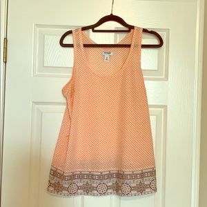 Orange and white patterned top